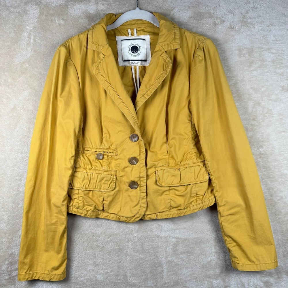 Daughters of the Liberation Anthropologie‎ Mustard Yellow Cotton Blazer Jacket 4